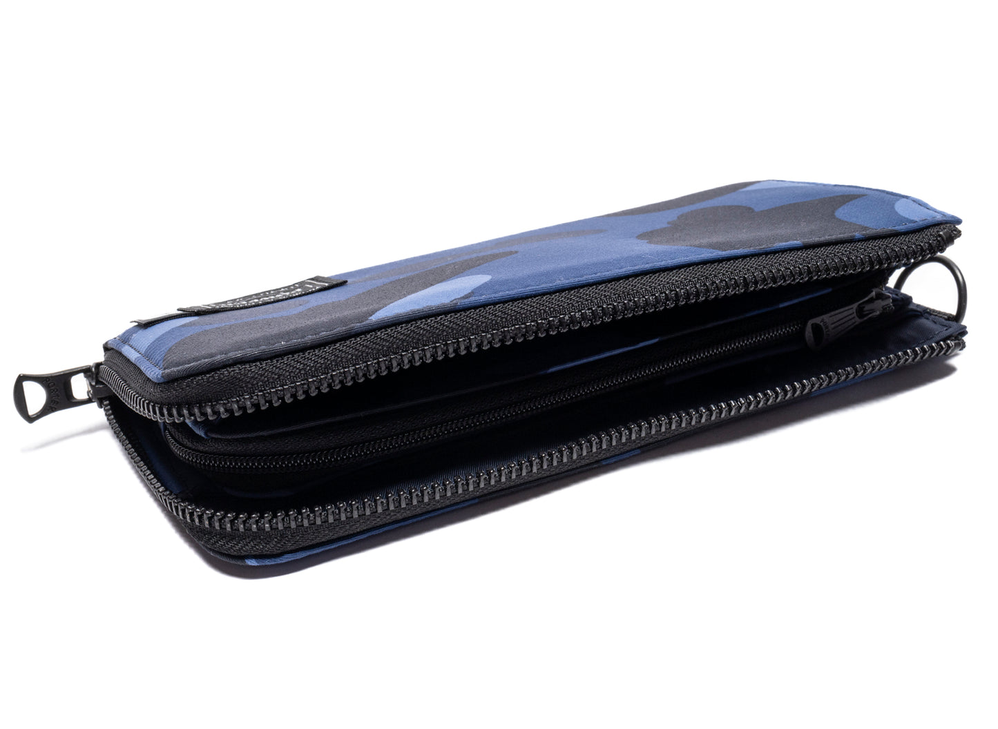 A Bathing Ape Porter Color Camo Long Wallet in Navy