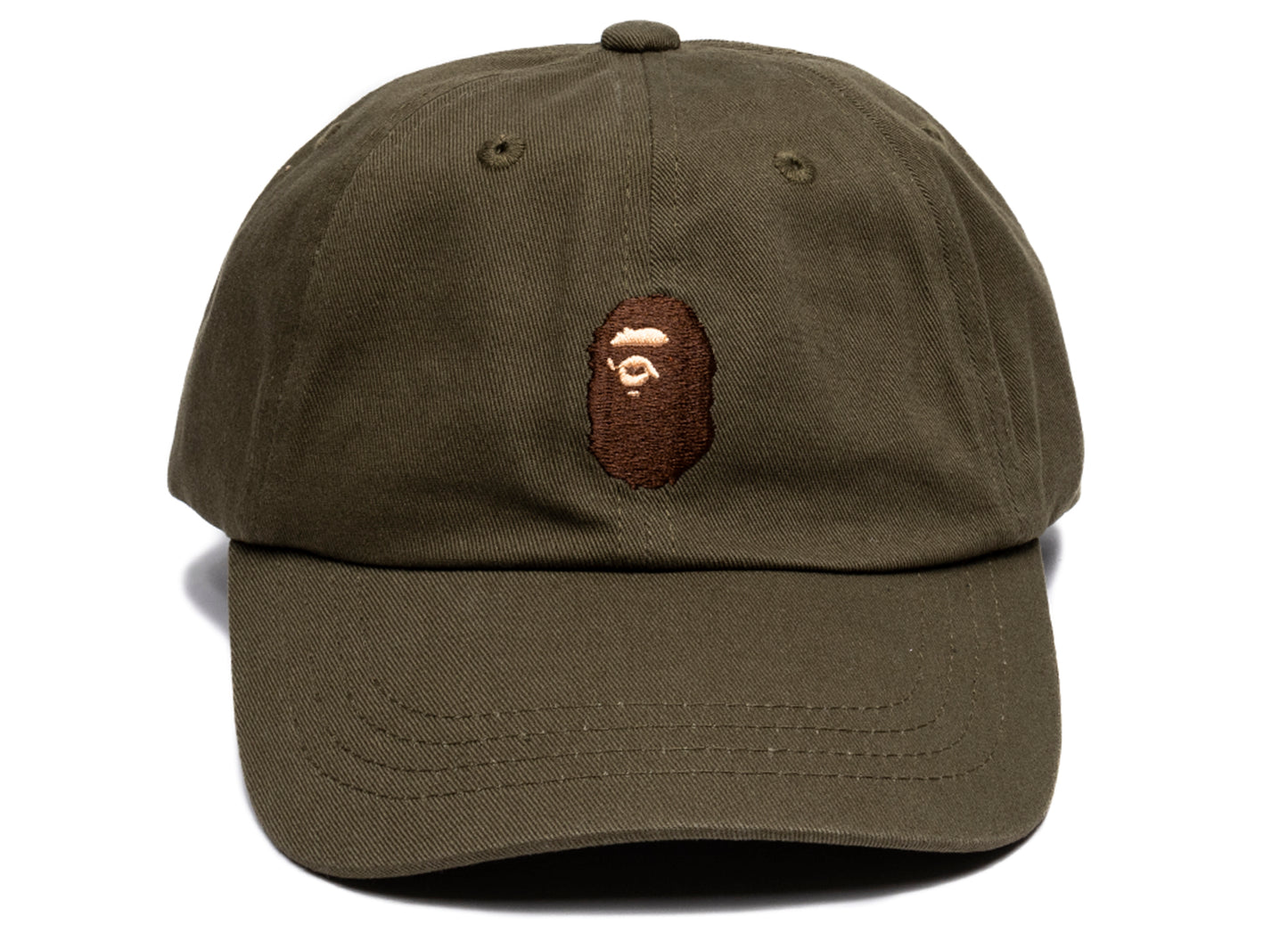 A Bathing Ape Ape Head Panel Cap in Olive