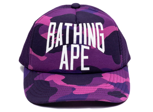 A Bathing Ape Color Camo NYC Logo Mesh Cap in Purple