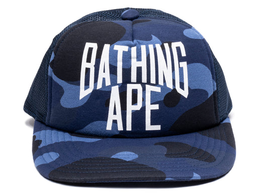 A Bathing Ape Color Camo NYC Logo Mesh Cap in Navy