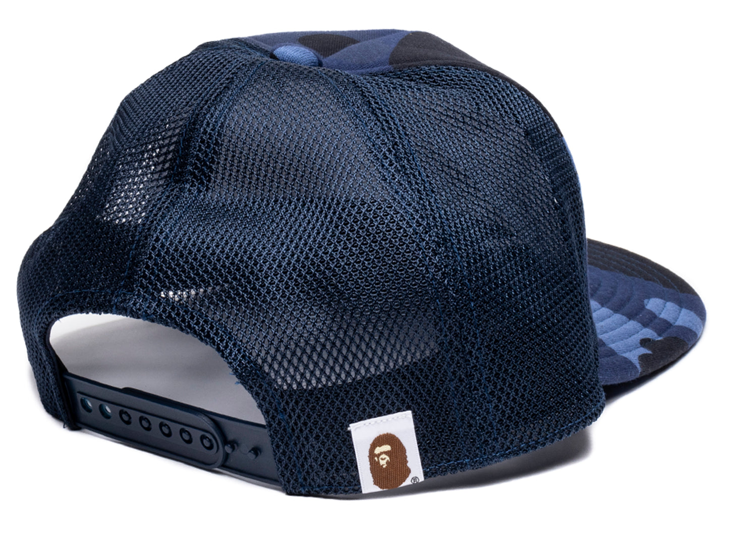 A Bathing Ape Color Camo NYC Logo Mesh Cap in Navy