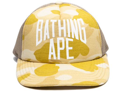 A Bathing Ape Color Camo NYC Logo Mesh Cap in Yellow