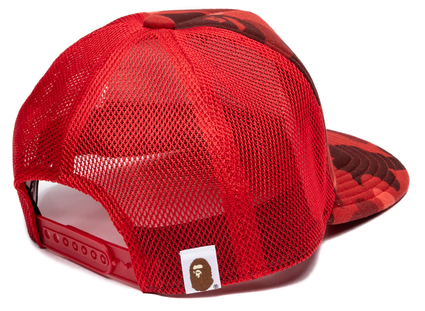 A Bathing Ape Color Camo NYC Logo Mesh Cap in Red