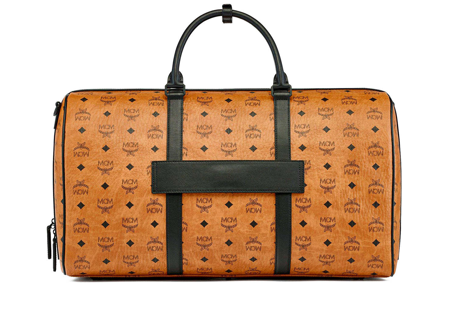 MCM Ottomar Weekender Large Travel Bag in Visetos and Nappa Leather Cognac